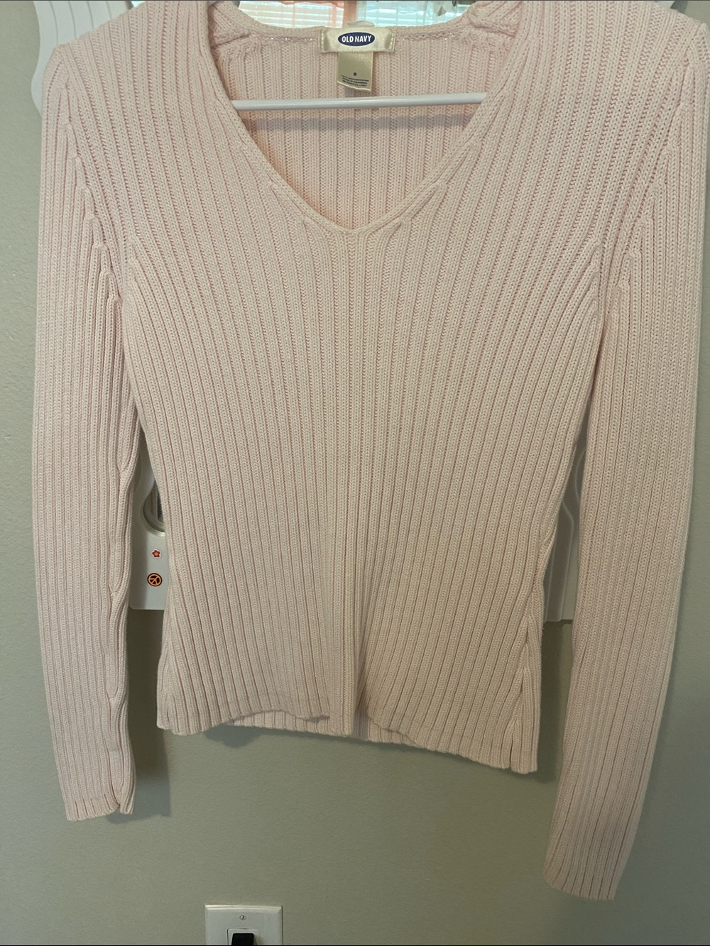Old Navy Pale Pink Ribbed V-Neck Sweater
